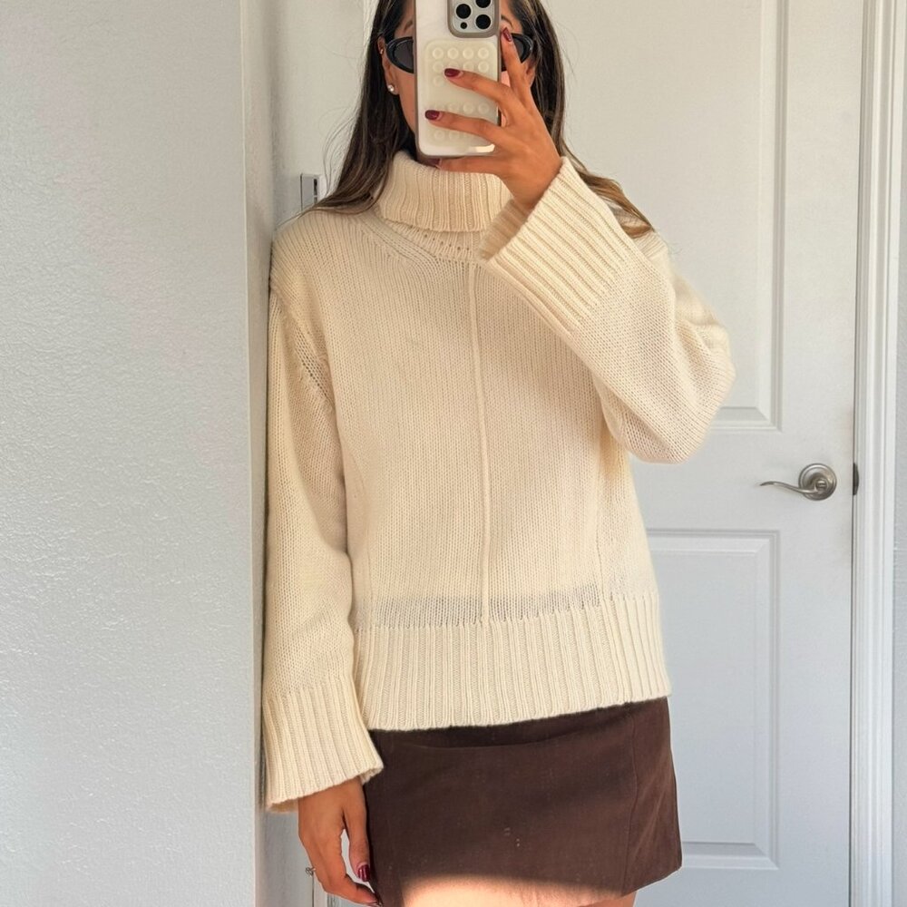 Forte Cashmere Turtleneck Sweater- Cream (S)